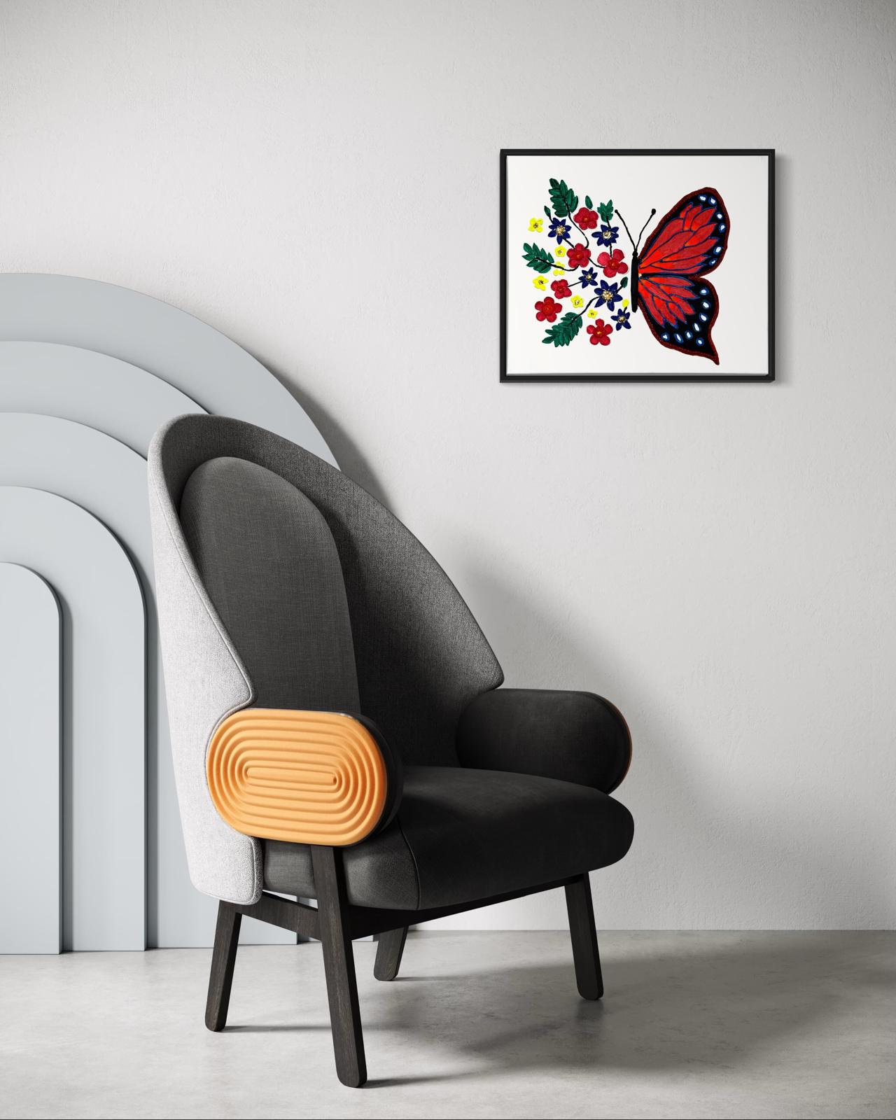 Half Wings, Full Bloom - Textured Butterfly and Flowers Canvas Art | Inspirational Wall Décor
