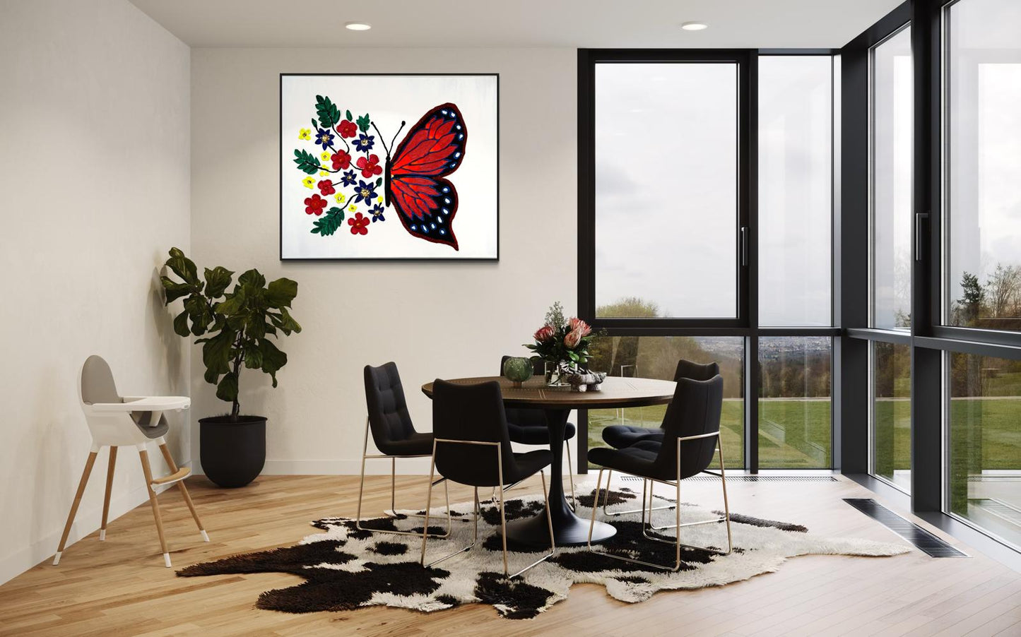 Half Wings, Full Bloom - Textured Butterfly and Flowers Canvas Art | Inspirational Wall Décor