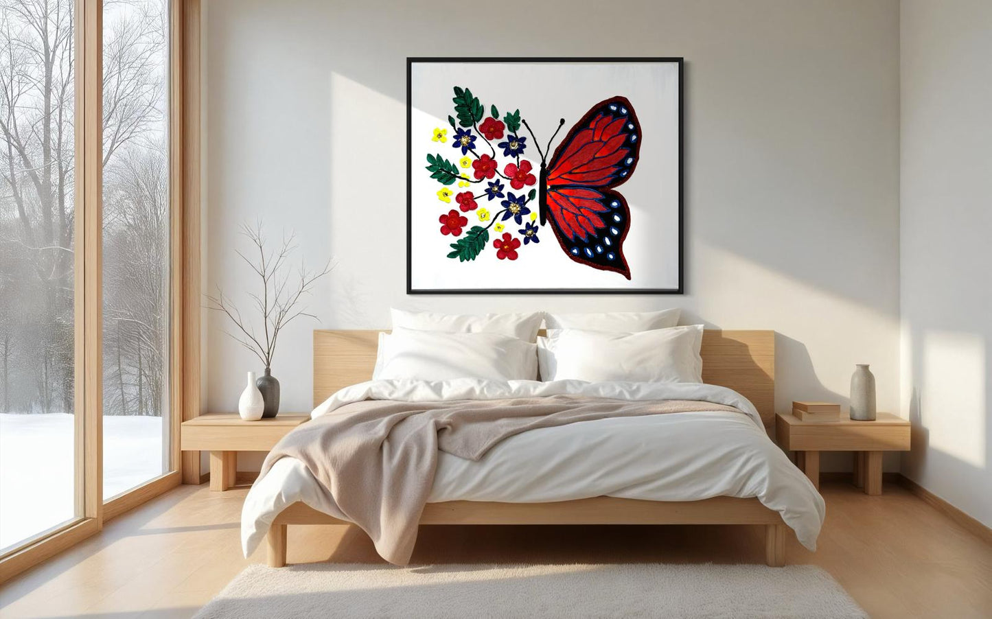 Half Wings, Full Bloom - Textured Butterfly and Flowers Canvas Art | Inspirational Wall Décor