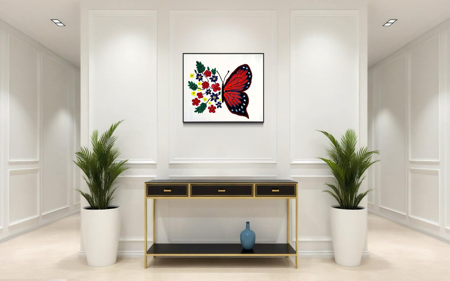 Half Wings, Full Bloom - Textured Butterfly and Flowers Canvas Art | Inspirational Wall Décor