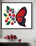 Half Wings, Full Bloom - Textured Butterfly and Flowers Canvas Art | Inspirational Wall Décor