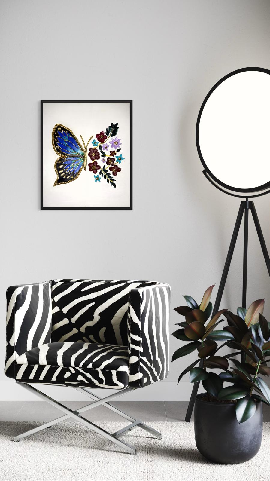 Radiant Butterfly & Bloom Textured Canvas Wall Art — Handcrafted Elegance for Your Home