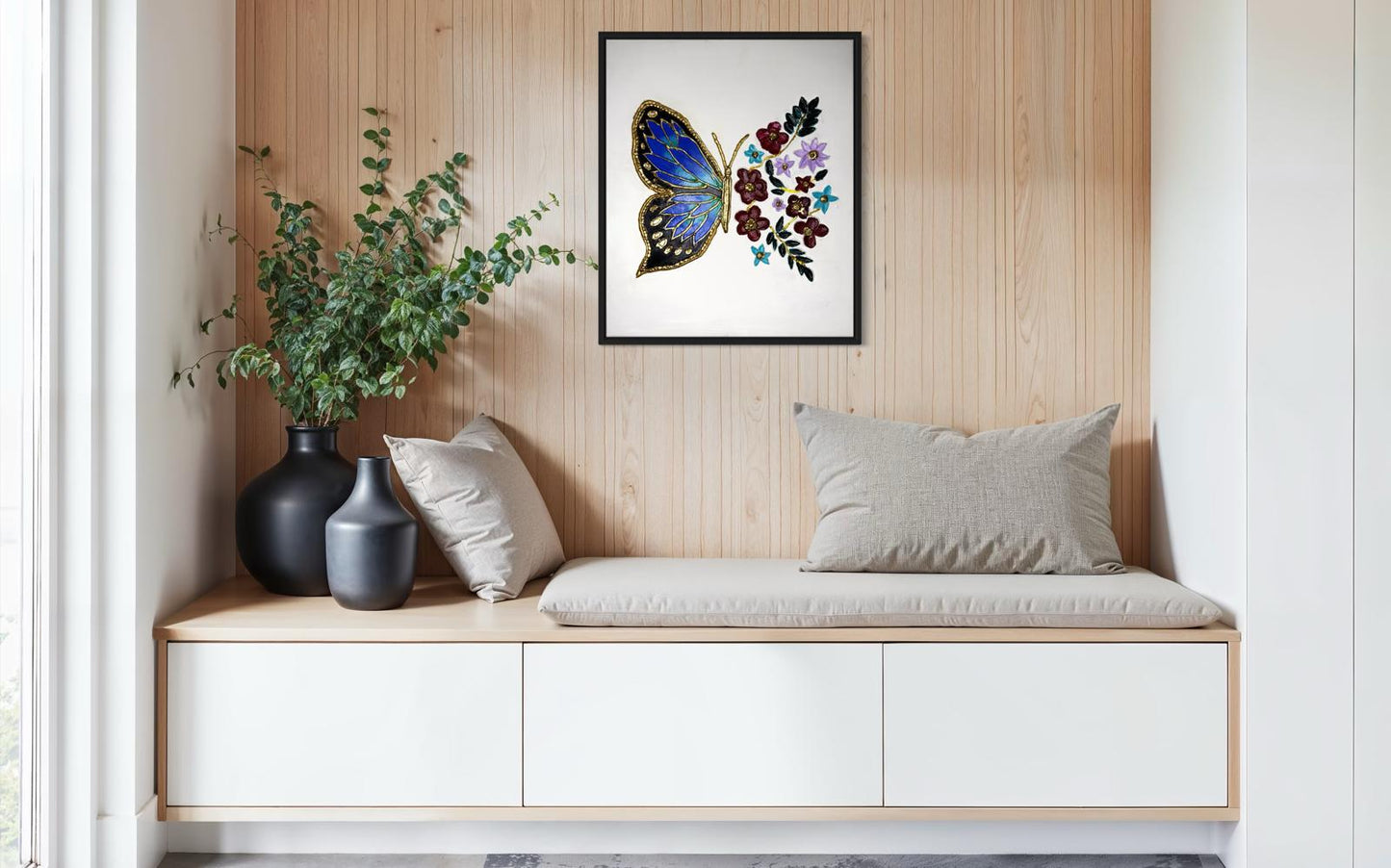 Radiant Butterfly & Bloom Textured Canvas Wall Art — Handcrafted Elegance for Your Home