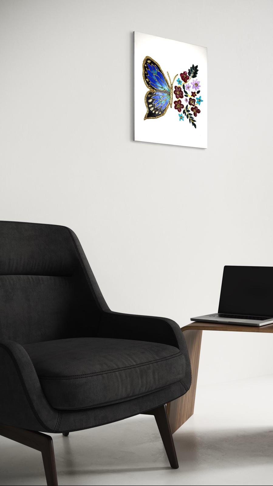 Radiant Butterfly & Bloom Textured Canvas Wall Art — Handcrafted Elegance for Your Home