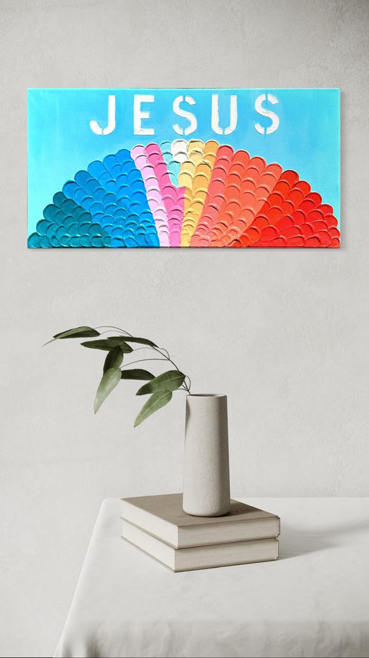 Burst of Belief – Rainbow Jesus Wall Art