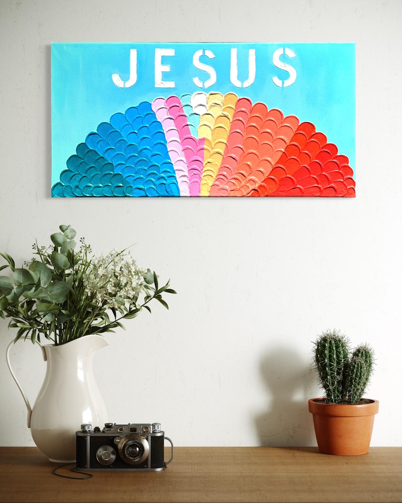 Burst of Belief – Rainbow Jesus Wall Art