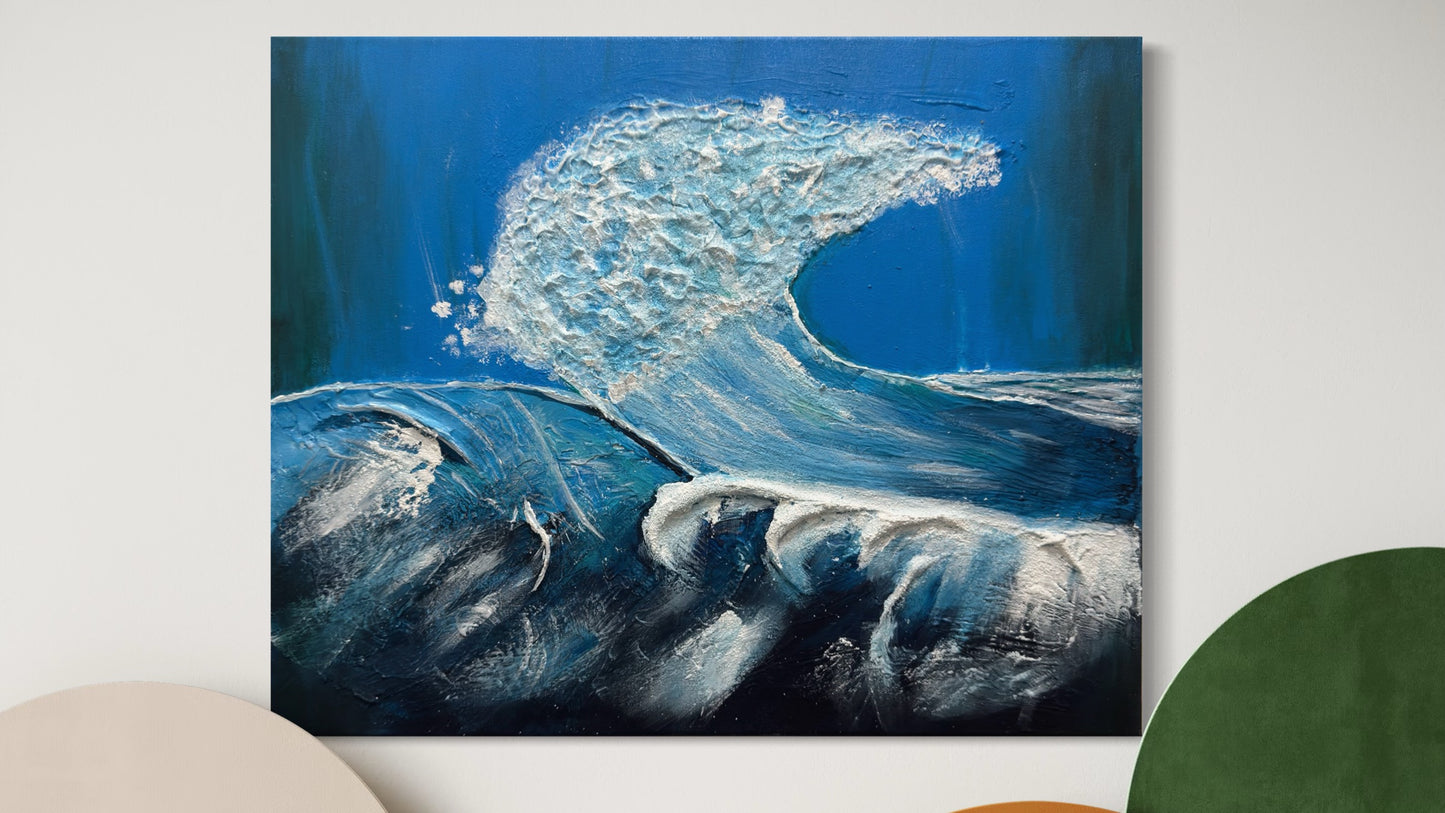 Ocean Surge Textured Wave Art on Canvas