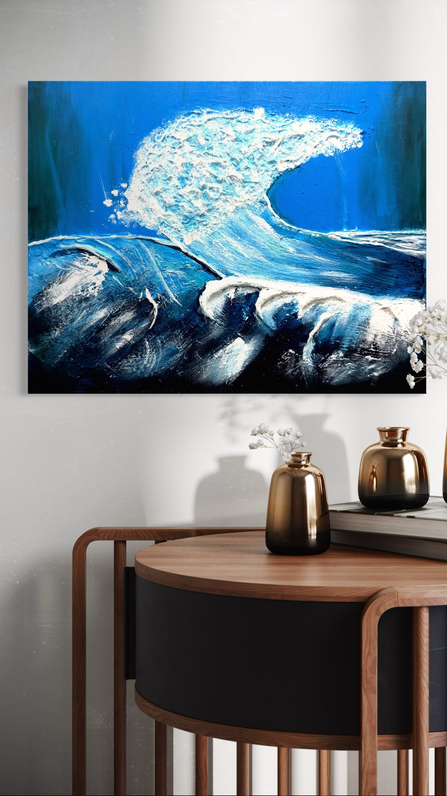 Ocean Surge Textured Wave Art on Canvas