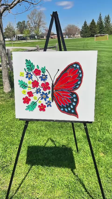 Half Wings, Full Bloom - Textured Butterfly and Flowers Canvas Art | Inspirational Wall Décor